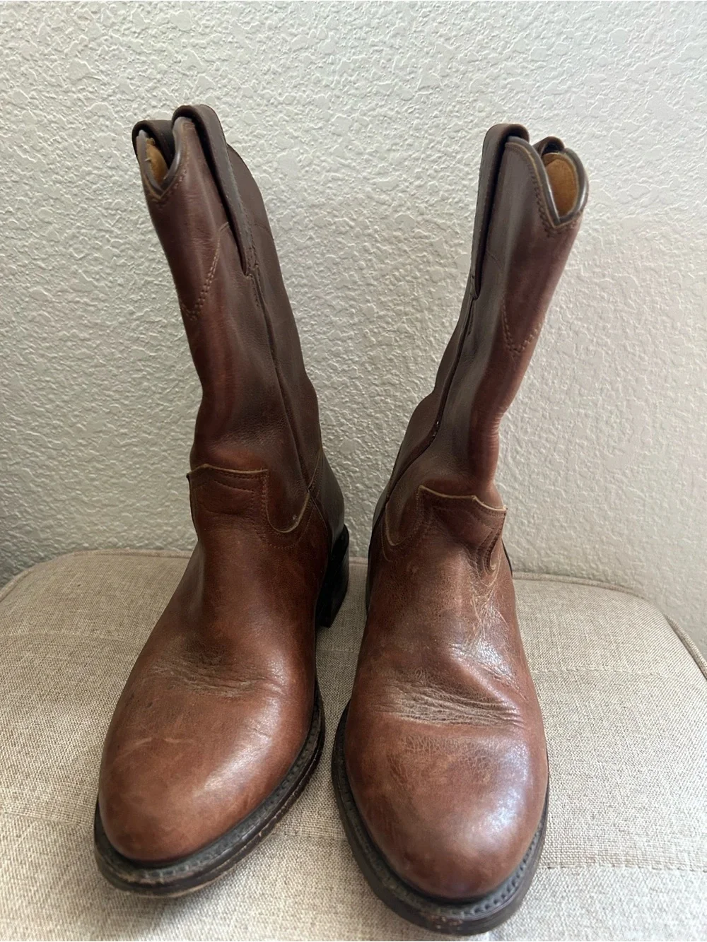 EL CANELO  Brown Kids Leather Pull-On Boots SIZE 23 1/2